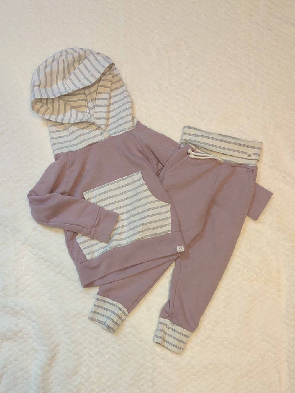 Lulu+Roo Lavender Hoodie & Joggers with Striped Trim